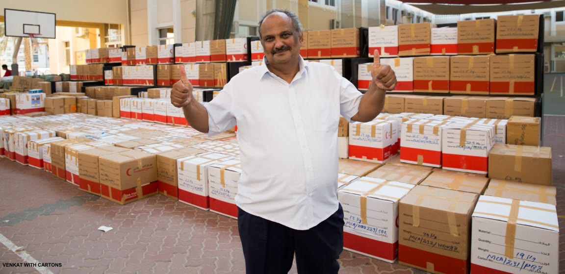 Venkat with Cartons